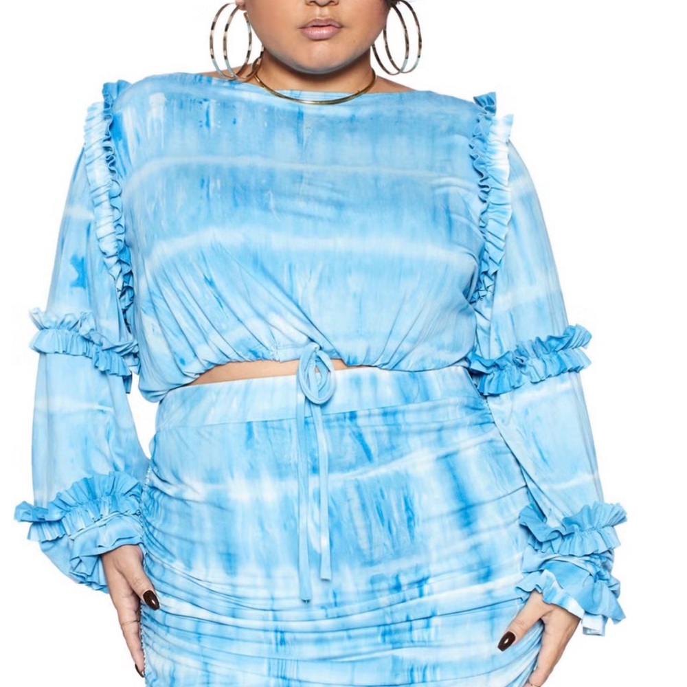 Tie dye top with ruffle sleeves